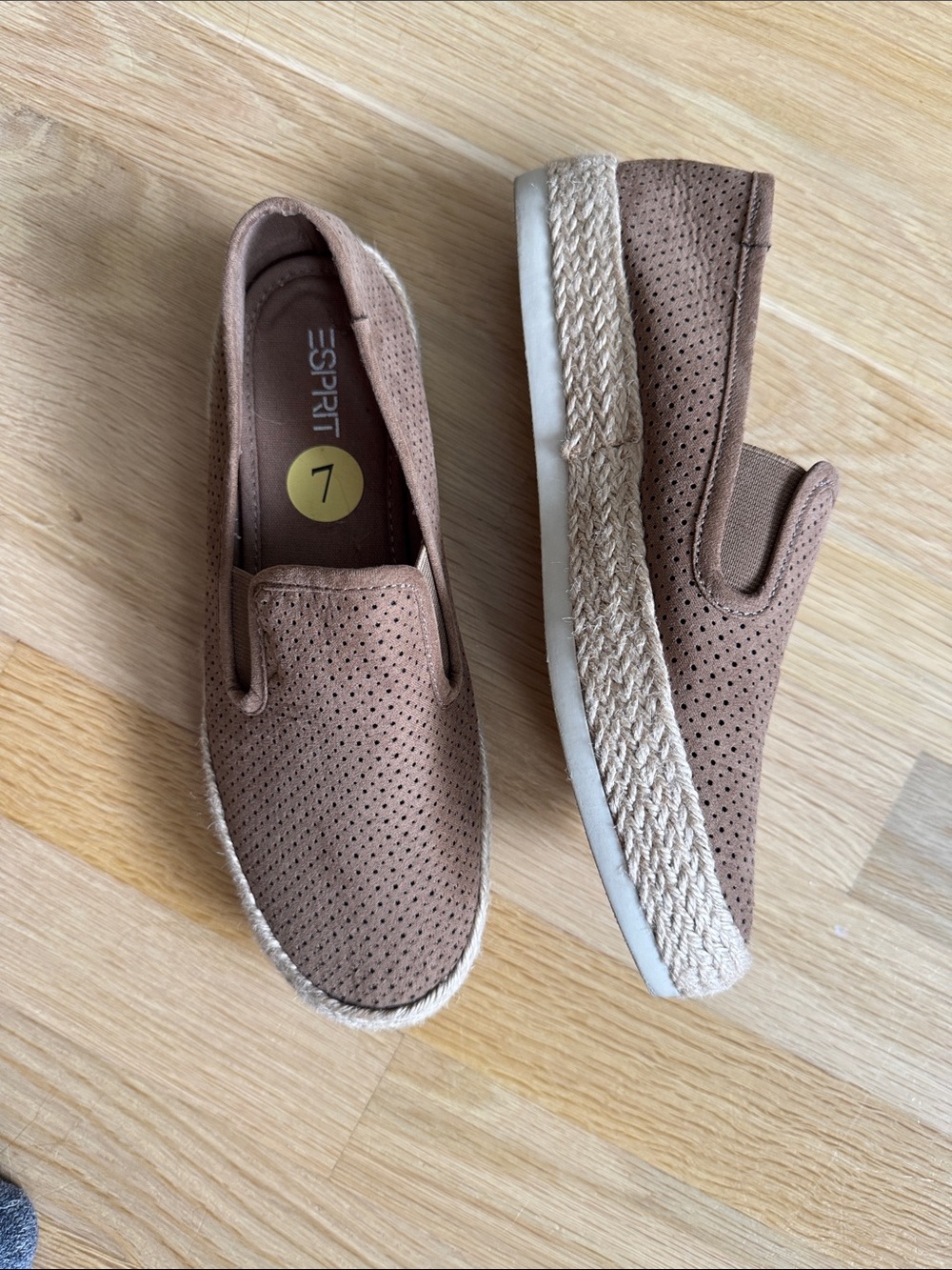Esprit Taupe Slip-On Perforated Espadrille Sneakers